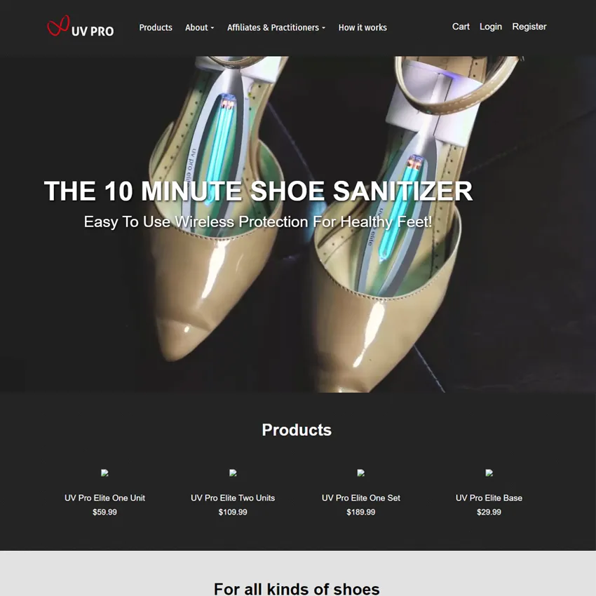 Project screenshot of My UV Pro related to website designing