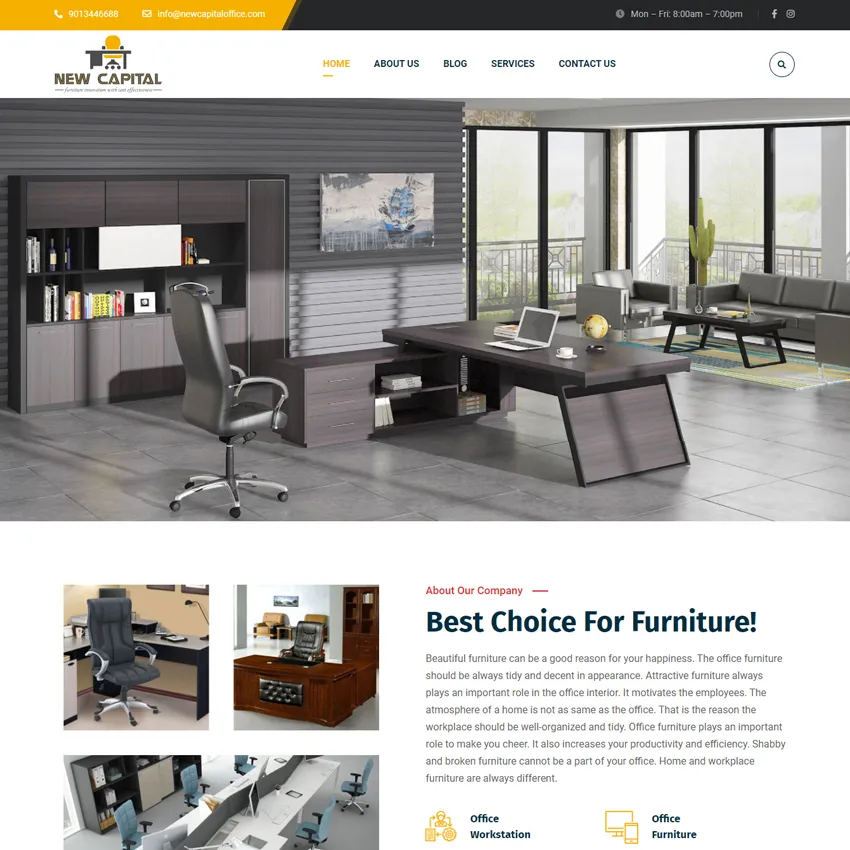 Project screenshot of New Capital Office related to website designing