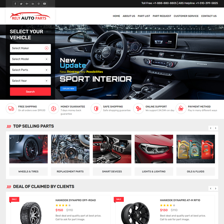 Project screenshot of Rely Auto Parts related to landing page designing